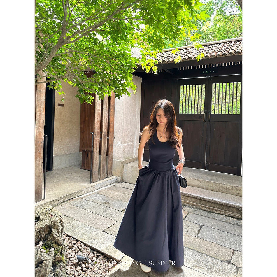 Blue Halter Camisole Dress Women Summer Elegant 2026
