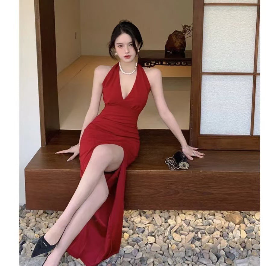 White Sexy Side Slit Bodycon Dress Women Summer Elegant