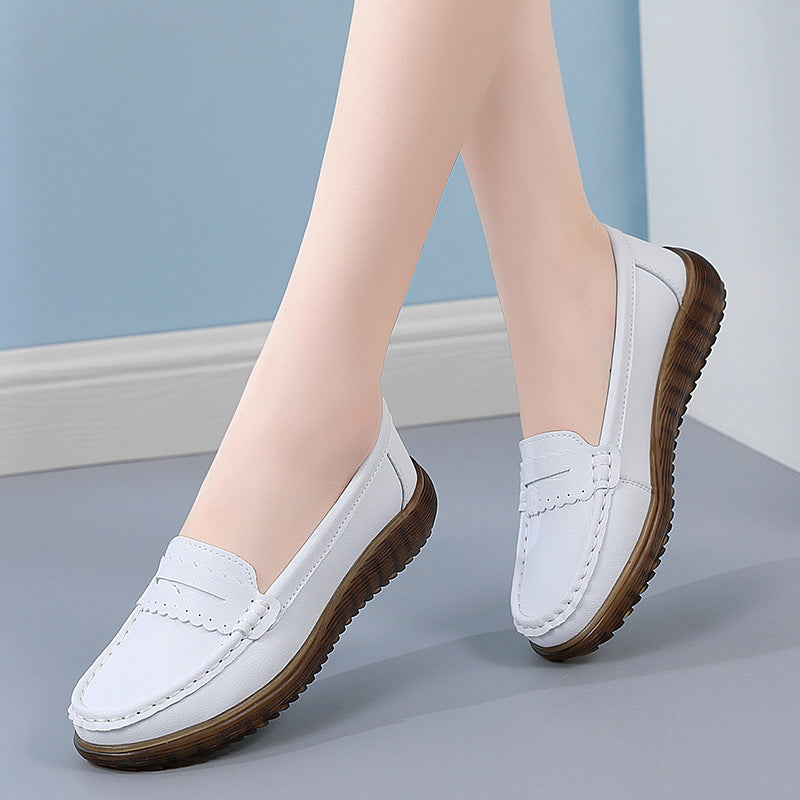 Women Cowhide Slip-On Non-Slip Mom Shoes