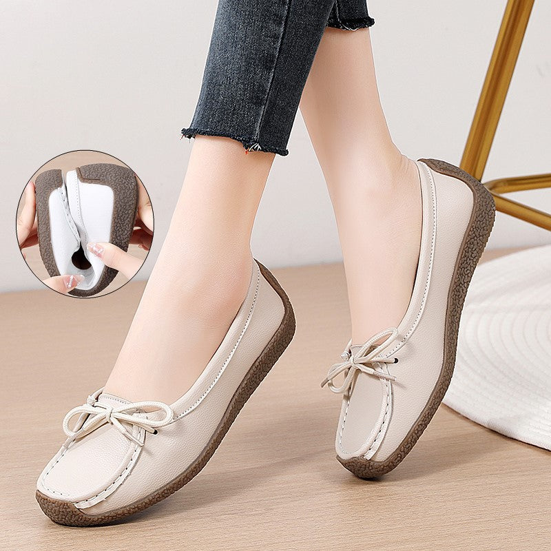 Women Leather Slip-On Soft Loafers Shoes