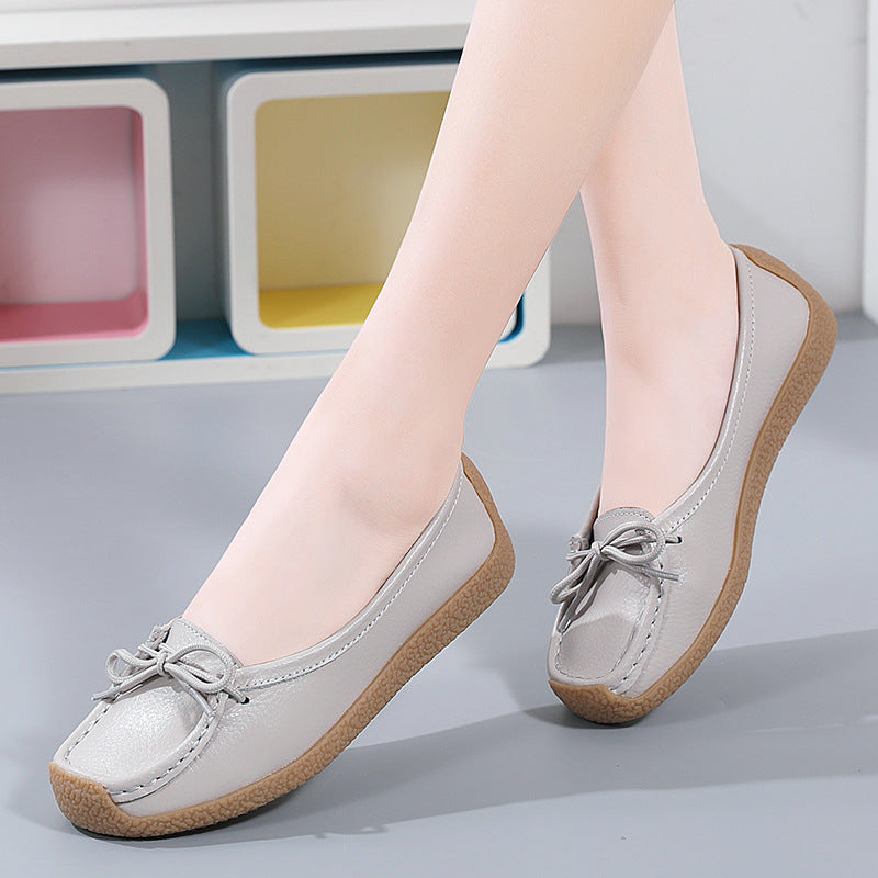 Breathable Leather Flats for Women Non-Slip