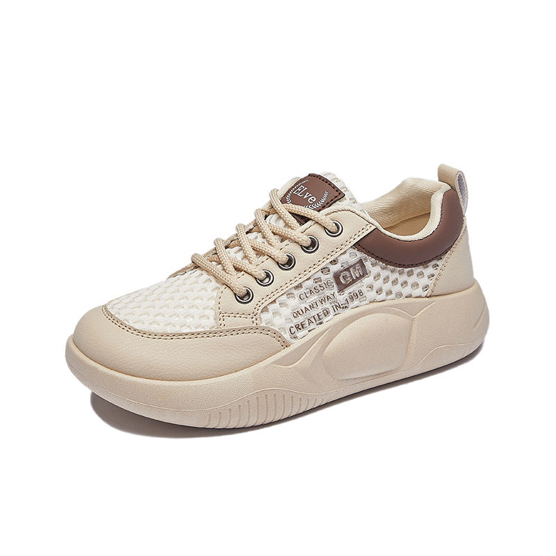Korean White Thick Sole Sneakers Women 2025