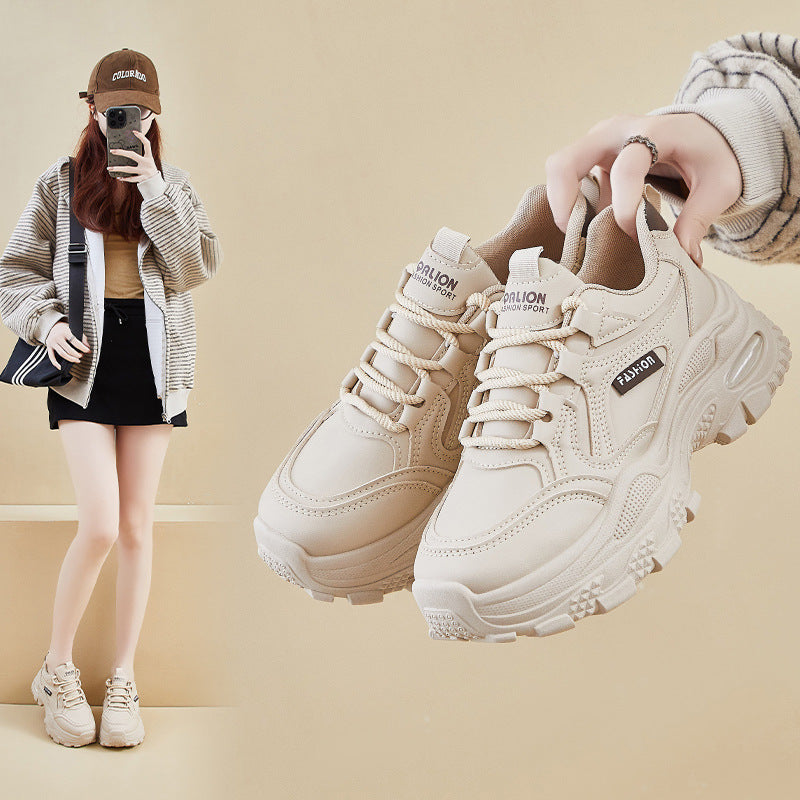 Korean Dad Shoes Women 2026 Thick Sole Sneakers