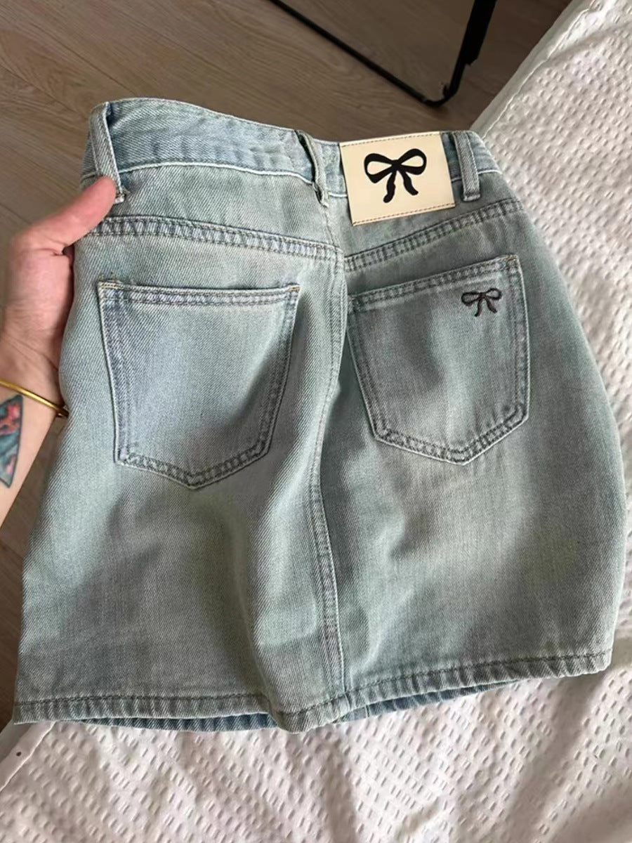 Plus-Size Vintage Denim Mini | "Chubby Girl" Slimming High-Waist A-Line Short Skirt