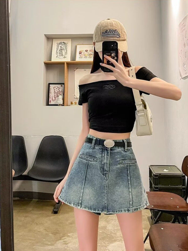 American Retro "Design Sense" Skort | Summer New High-Waist Slimming Anti-Exposure Skirt Pants