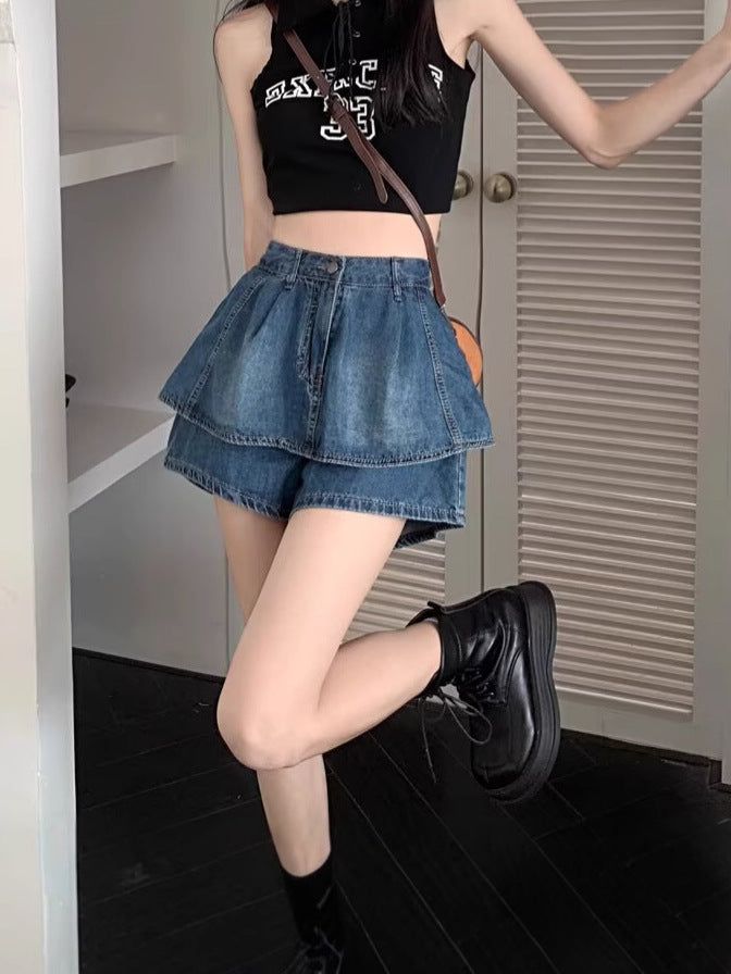 "Designed" Anti-Exposure Summer Skort | Thin Large-Size Sexy High-Waist Slimming A-Line Shorts-Skirt