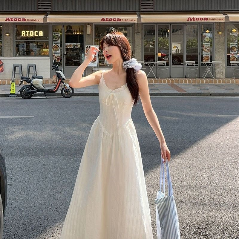 White Lace Spaghetti Strap Summer Dress for Women