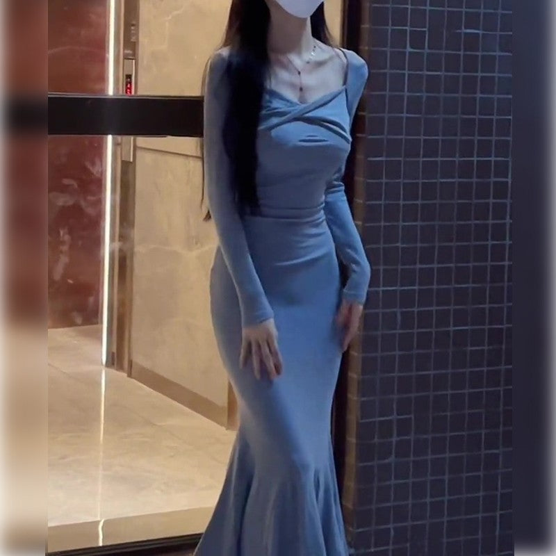 Slim Fit Knitted Fishtail Dress for Women Autumn Winter