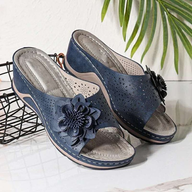 Women’s Flower Wedge Sandals Plus Size Summer Casual Shoes