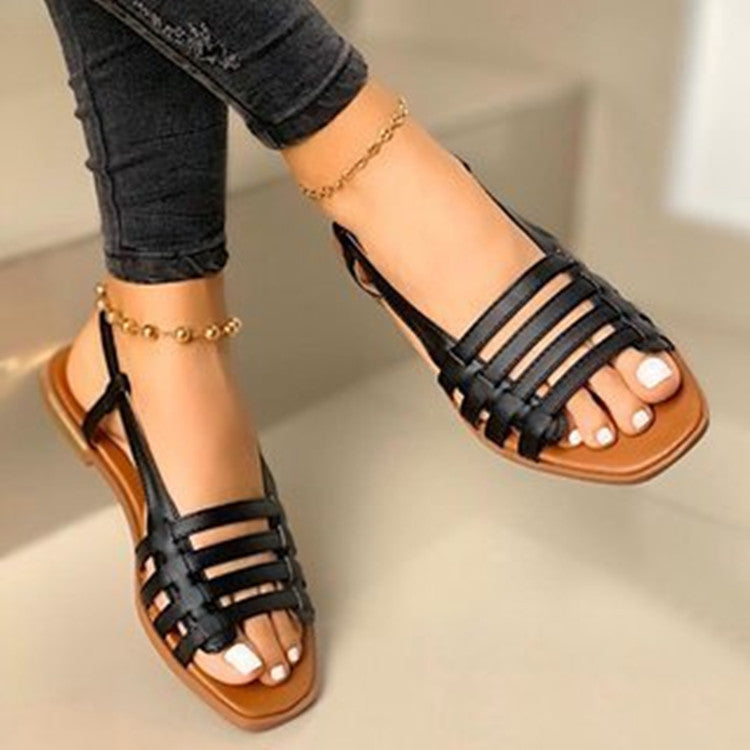 Women’s Woven Flat Sandals Large Size Beach Shoes Summer