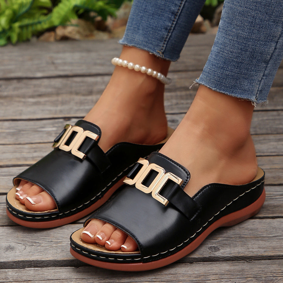 Women’s Thick Sole Fish Mouth Slippers Plus Size Summer Shoes