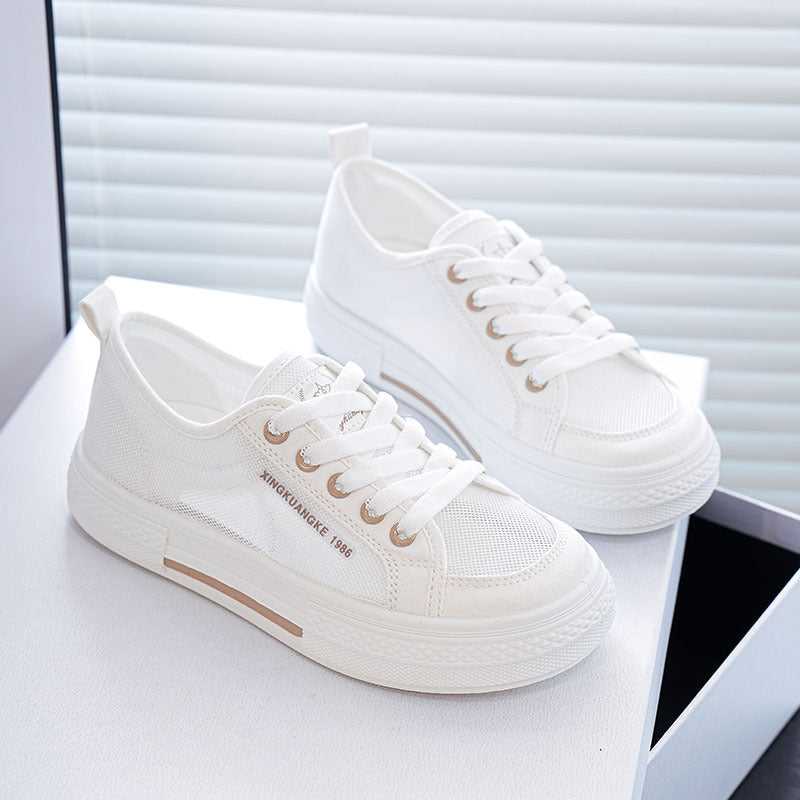 Women’s White Mesh Canvas Sneakers Breathable Casual Shoes
