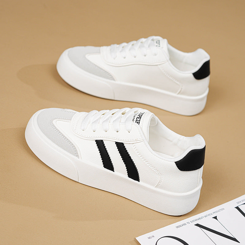 Women’s White Flat Sneakers Soft Sole Casual Board Shoes
