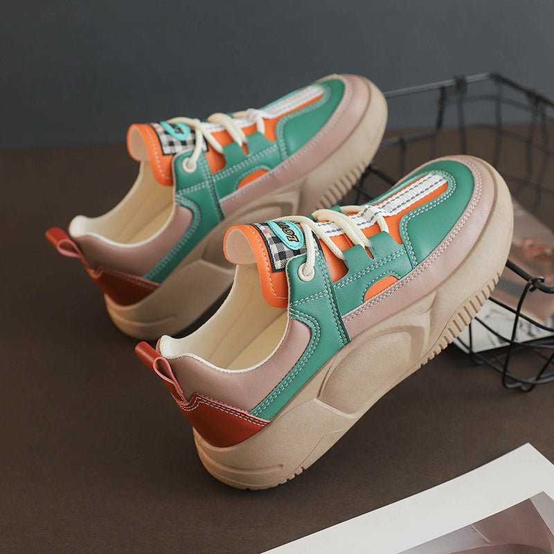 Women’s Retro Thick Sole Color-Block Casual Sneakers