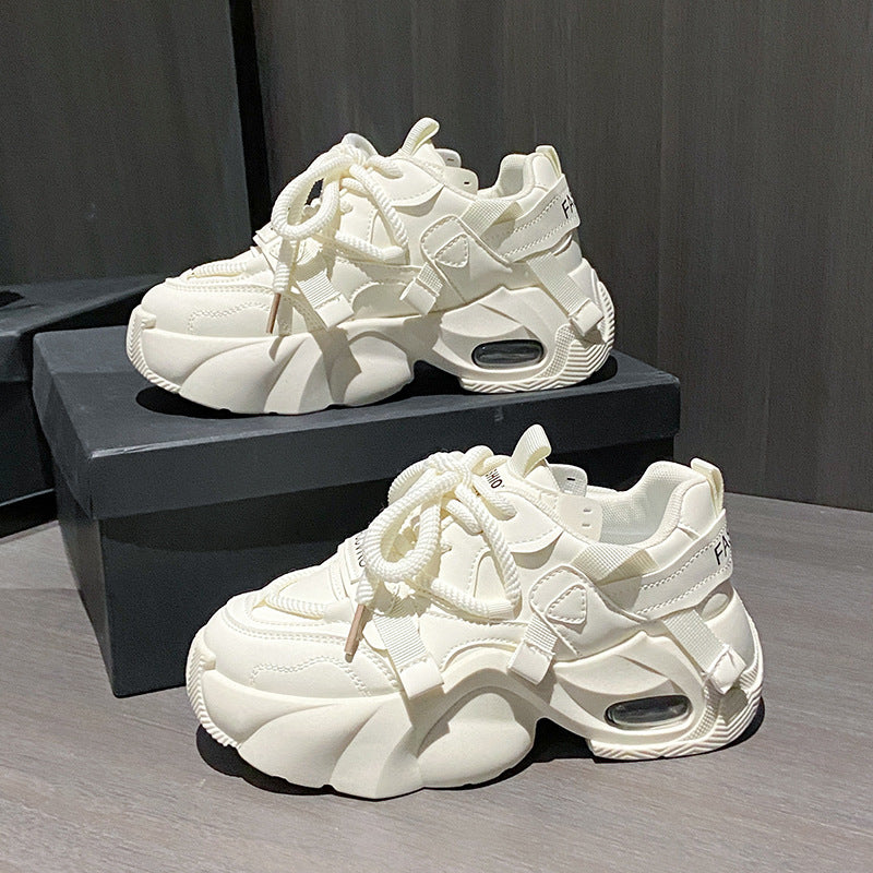 Women’s Thick Sole Dad Sneakers White Casual Sports Shoes