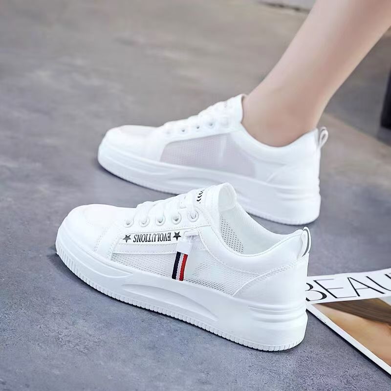 Women’s Mesh White Sneakers Thick Sole Casual Summer Shoes