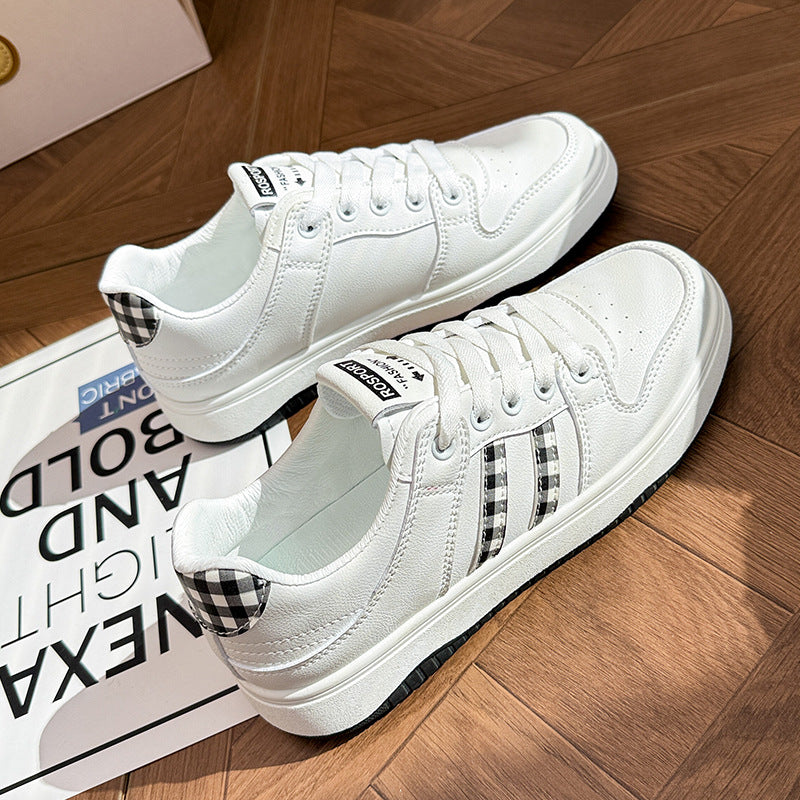 Women’s White Leather Sneakers Korean Style Casual Sports Shoes