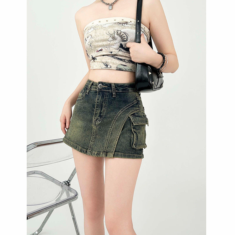 Women’s High Waist Denim Mini Skirt Retro Slim Fit Summer