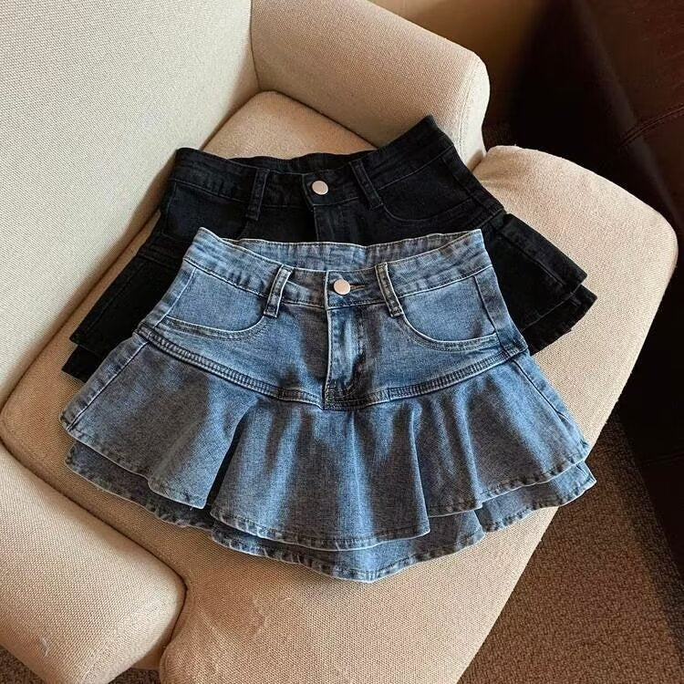 Women’s High Waist Denim A-Line Short Skirt Casual Summer