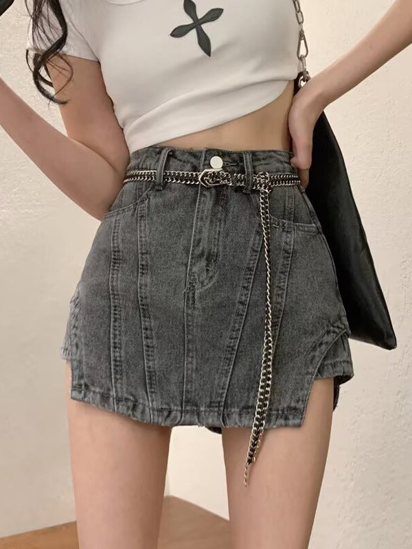 Women’s High Waist Denim Culottes A-Line Casual Summer Shorts