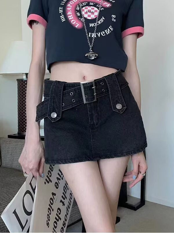 Women’s High Waist Blue Denim A-Line Skirt Casual Summer