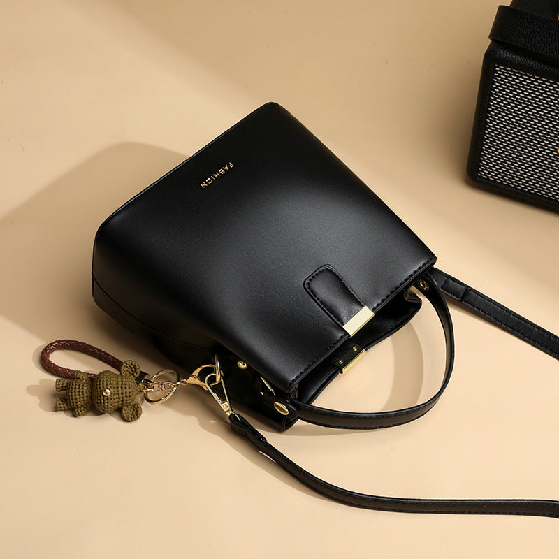 Textured Small Bucket Crossbody Bag for Women