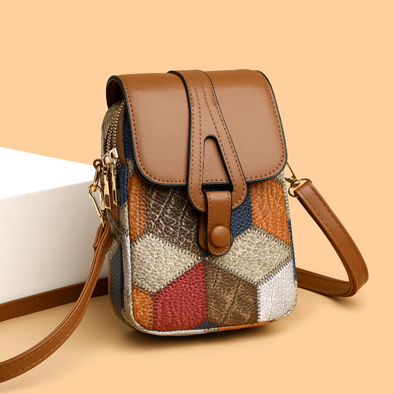 Multi-Compartment Soft Leather Phone Crossbody Bag for Women