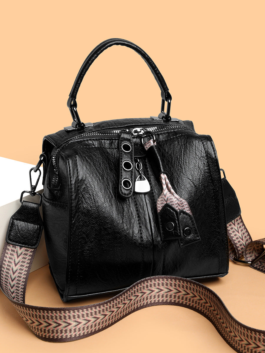 Retro Soft Leather Boston Shoulder Crossbody Bag for Women