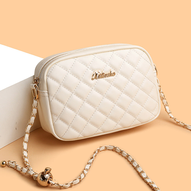 Quilted Three-Zipper Crossbody Camera Bag for Women