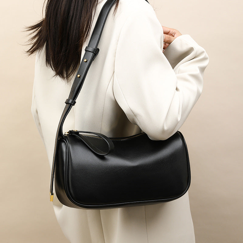 Retro Soft Leather Boston Armpit Bag for Women