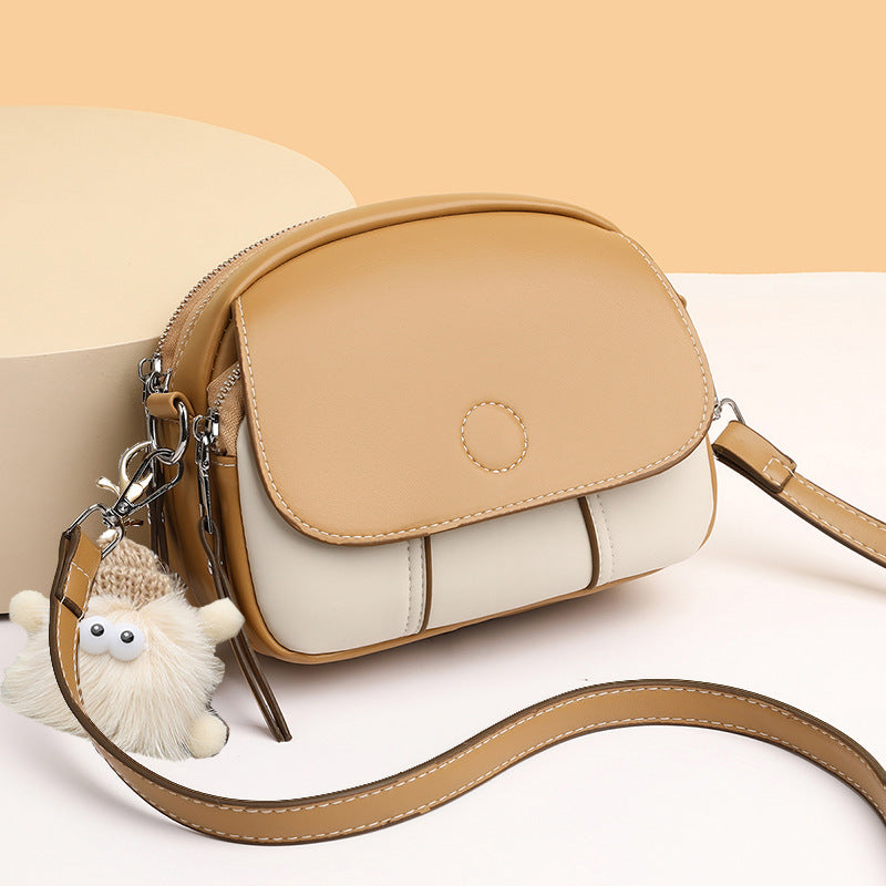 Mini Round Crossbody Bag with Pendant for Women