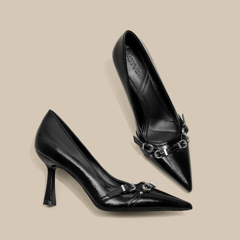 French Style Pointed Toe Stiletto Heels Solid Color Women Shoes