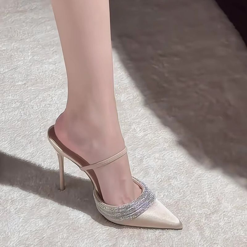 Purple Sequin Stiletto Sandals Pointed Toe Women Heels