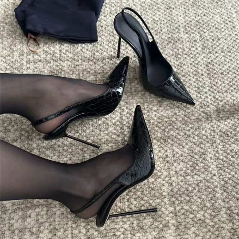 French Style Shallow Backless High Heels Elegant Women Shoes