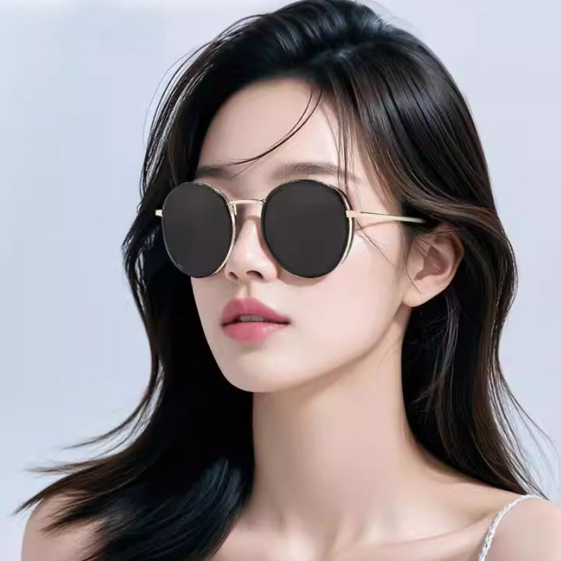 Premium Retro Round Frame Sunglasses for Women UV Protection