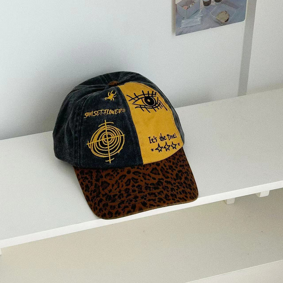 Y2K Leopard Print Baseball Cap Women Men Street Fashion Hat