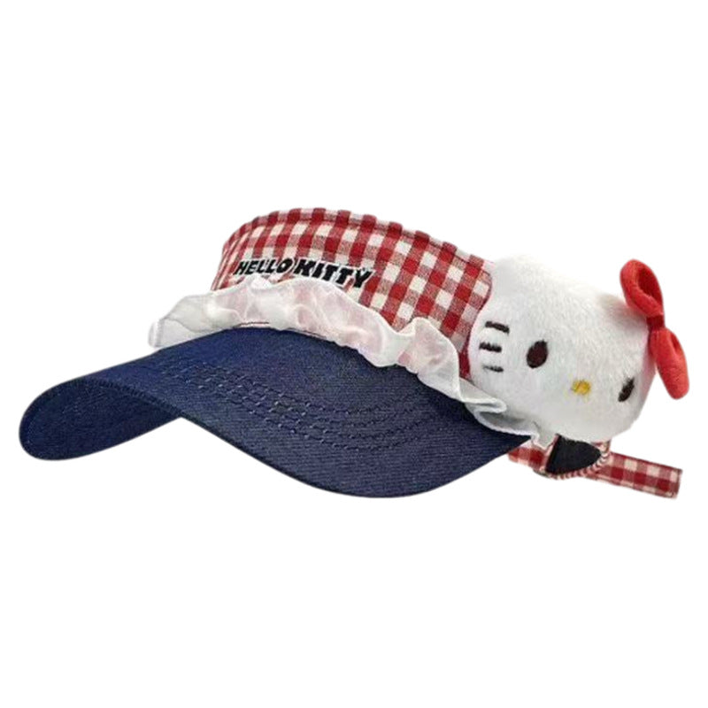 Kitty Cat Embroidered Sun Hat Women Summer Outdoor Travel Cap