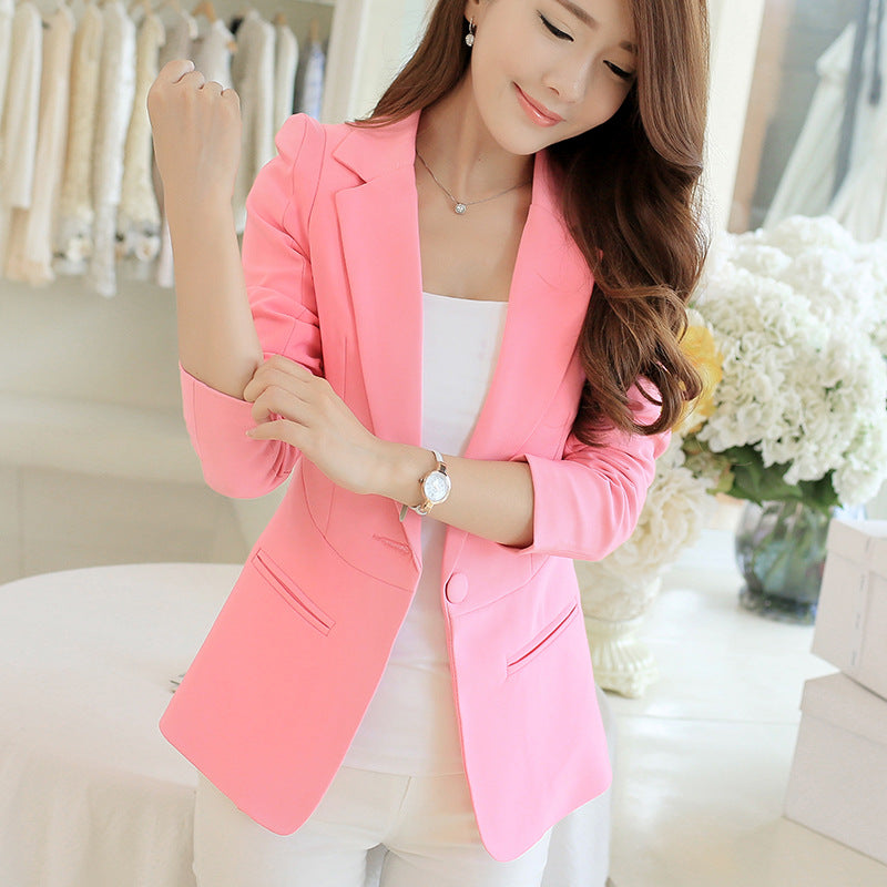 Women Korean Style Slim Fit Short Blazer Jacket Casual Suit
