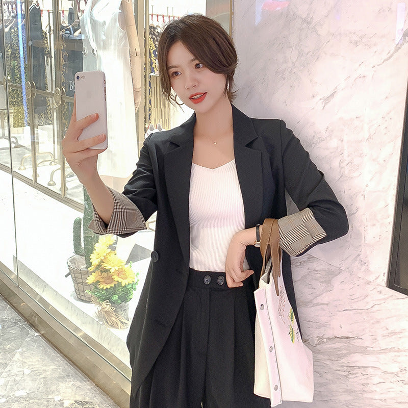 Women Korean Style Solid Color Slim Fit Suit Jacket Casual Blazer
