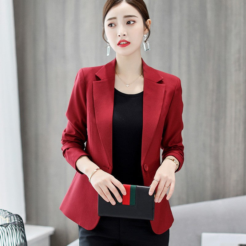 Women Korean Style Slim Fit Suit Jacket Casual Versatile Blazer