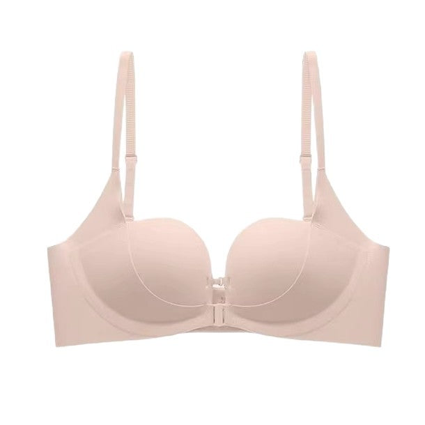 Seamless Dual Front Closure Push Up Bra for Enhanced Lift and Contours