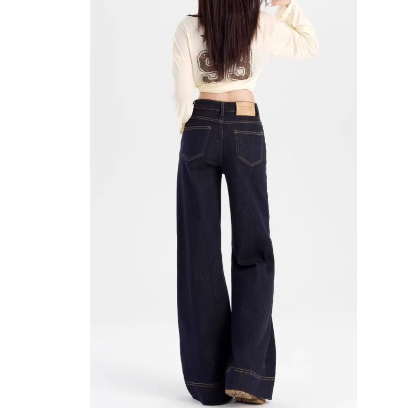 Plus Size Dark Blue Bootcut Wide-Leg Jeans for Women