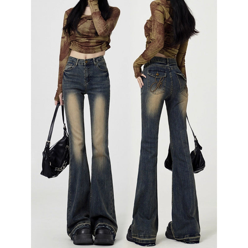 Vintage High-Waisted Flared Jeans for Women Slim Bootcut