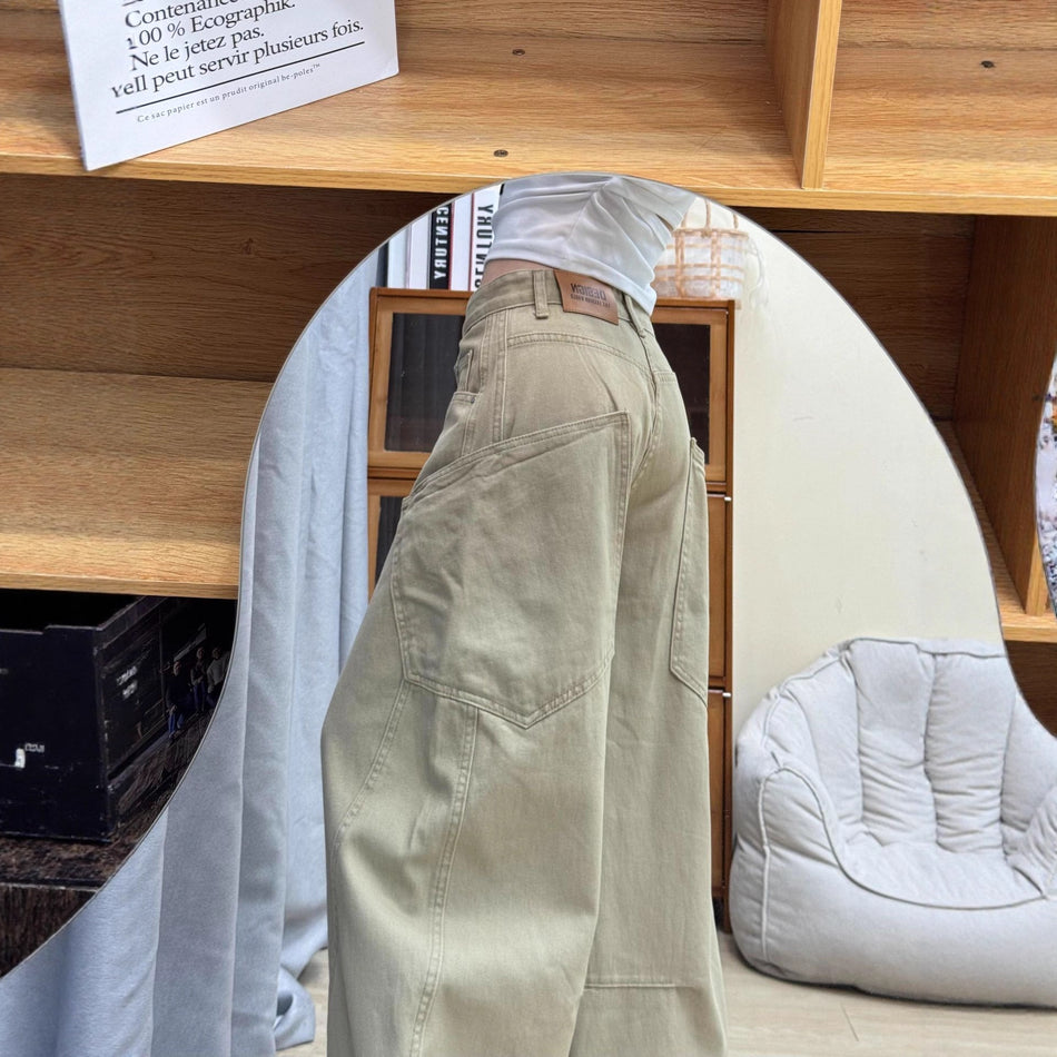 Light Khaki High-Waist Wide-Leg Scimitar Jeans for Women Plus Size