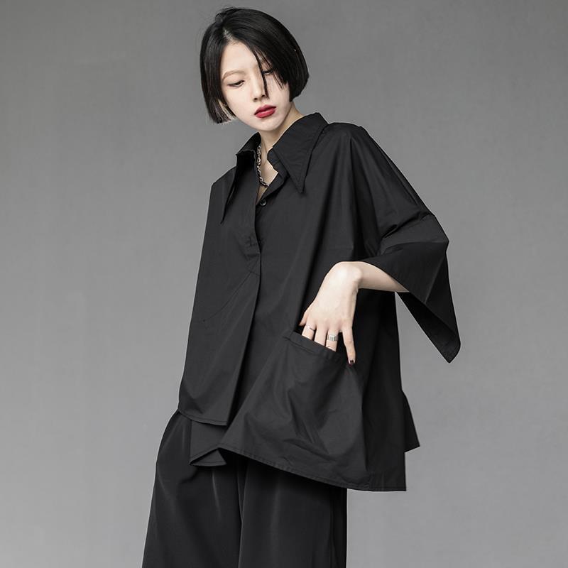 Sculptural Asymmetric Polo in Breathable Technical Silk