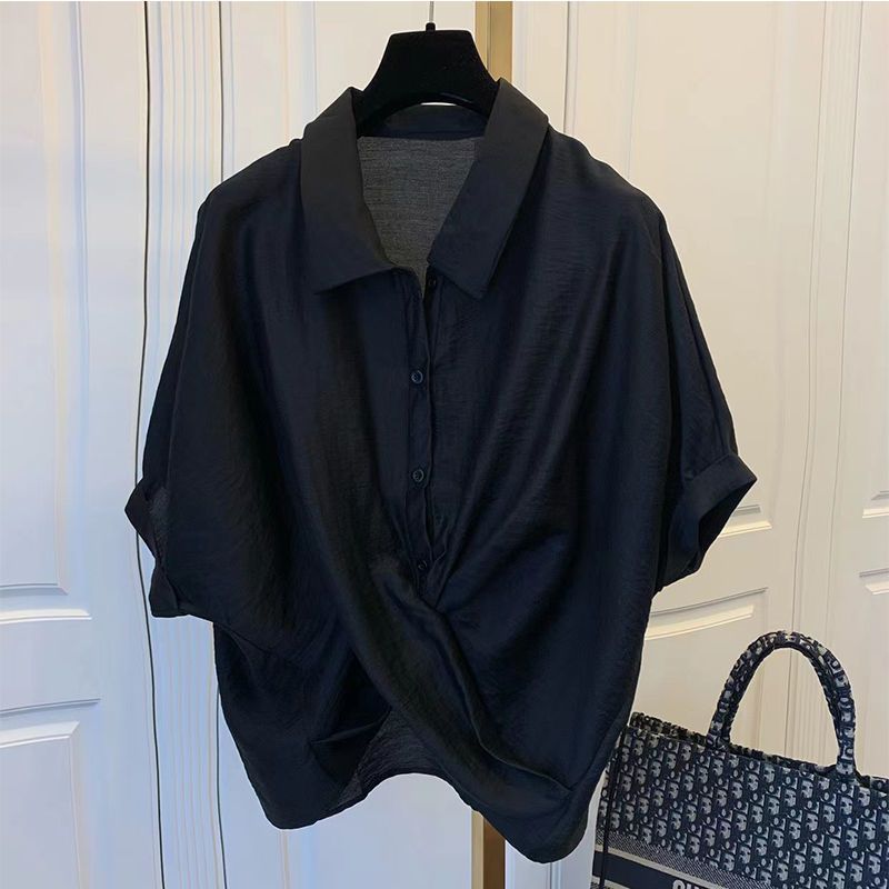 Asymmetric Sculptural Blouse in Breathable Summer Crepe