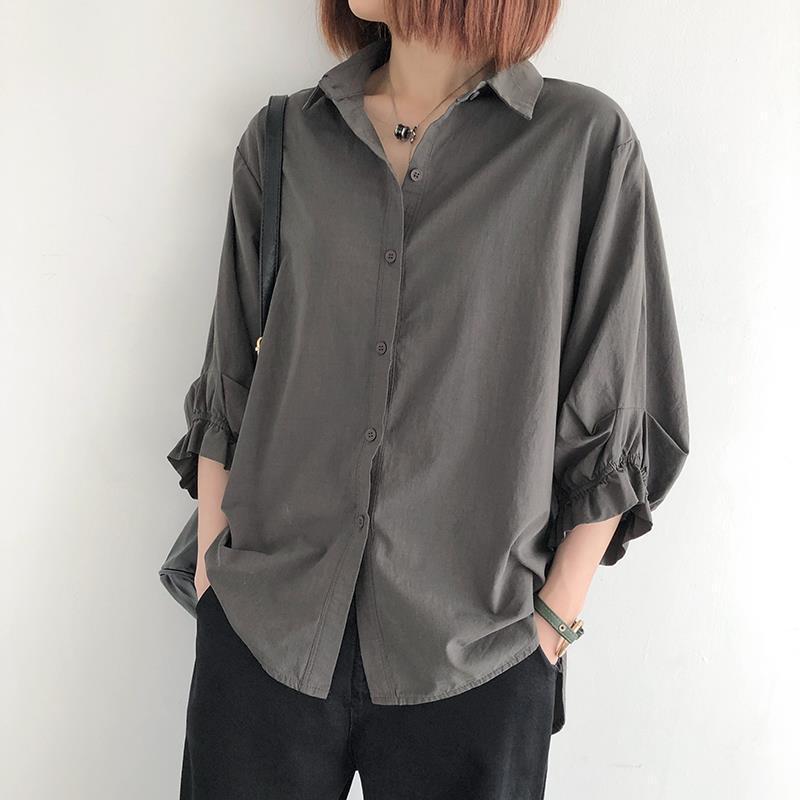 Sculptural Lantern-Sleeve Blouse in Breathable Summer Crepe