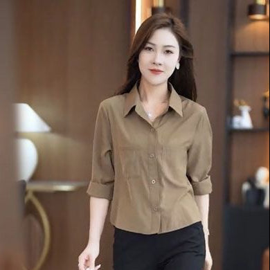 Women’s Elegant Slim-Fit Long Sleeve Silk Blouse