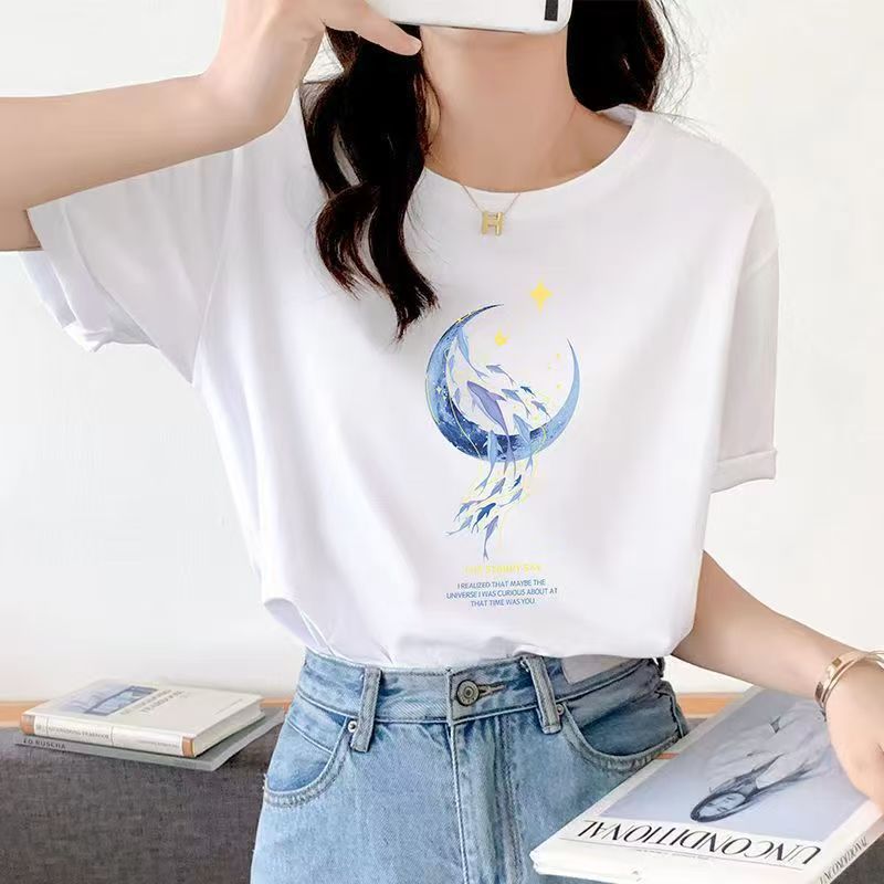 Premium Pure Cotton Half-Sleeve Tee with Artful Print
