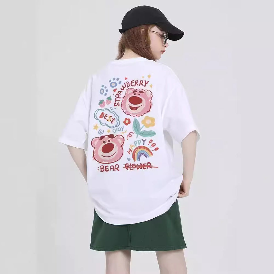 Sculpted Off-Shoulder Pure Cotton Tee with Artful Motif